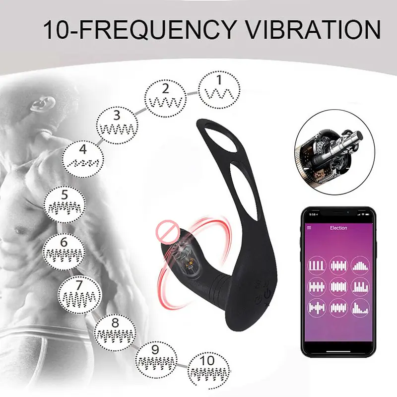 PulseSync Bluetooth App Controlled Prostate Vibrator with Dual Rings for Men - Master