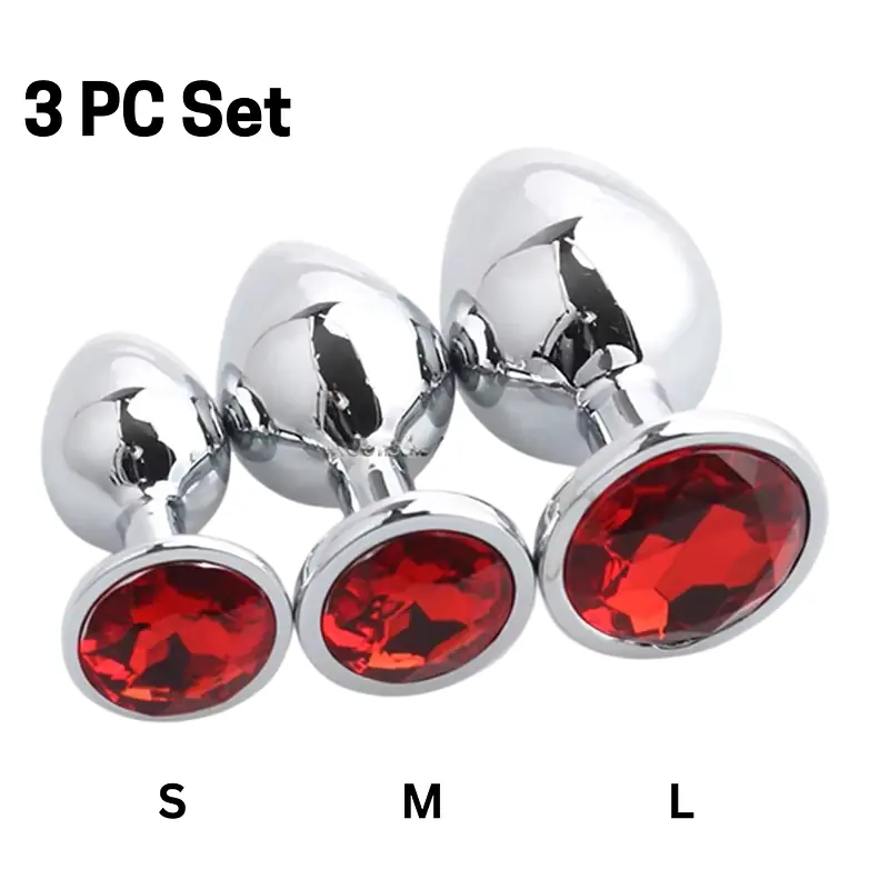 Crystal Steel Butt Plug Set (Assorted Colours) - Master