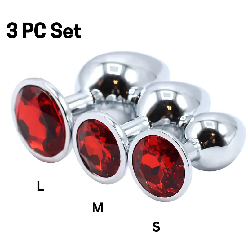 Crystal Steel Butt Plug Set (Assorted Colours) - Master