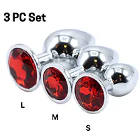 Crystal Steel Butt Plug Set (Assorted Colours) - Master