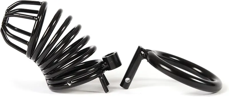 Black Steel Male Chastity Cage – 40mm Ring - Master