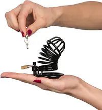 Black Steel Male Chastity Cage – 40mm Ring - Master