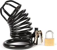 Black Steel Male Chastity Cage – 40mm Ring - Master