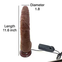 Baile 11 Inch Brown Realistic Vibrating Remote Control Dildo - Master