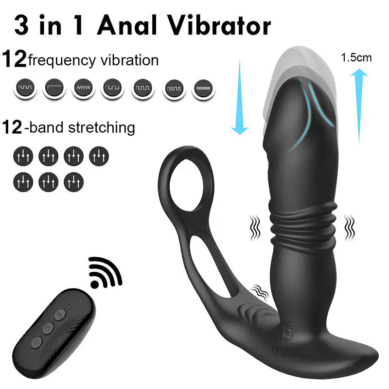 Pro Pulse Thrusting & Vibrating Prostate Massager with Dual Rings - Master