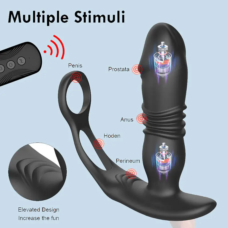 Pro Pulse Thrusting & Vibrating Prostate Massager with Dual Rings - Master