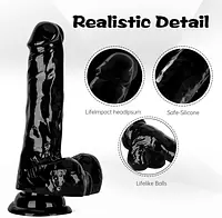 Dark Desire 9-Inch Black Suction Dildo with Veins - Master