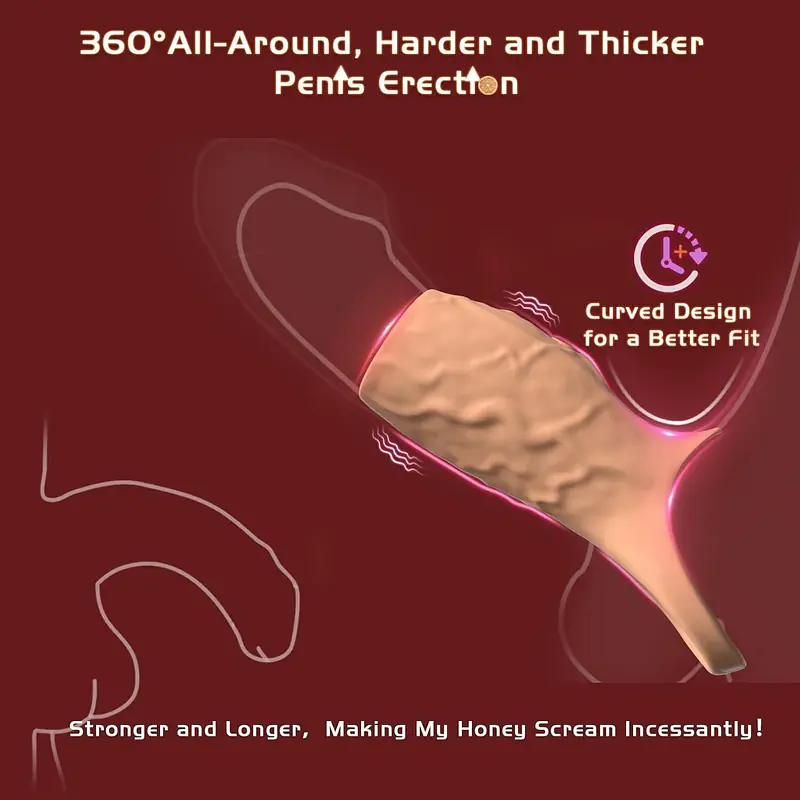 Skin Tone Vibrating Penis Sleeve with Support Ring for Men - Master