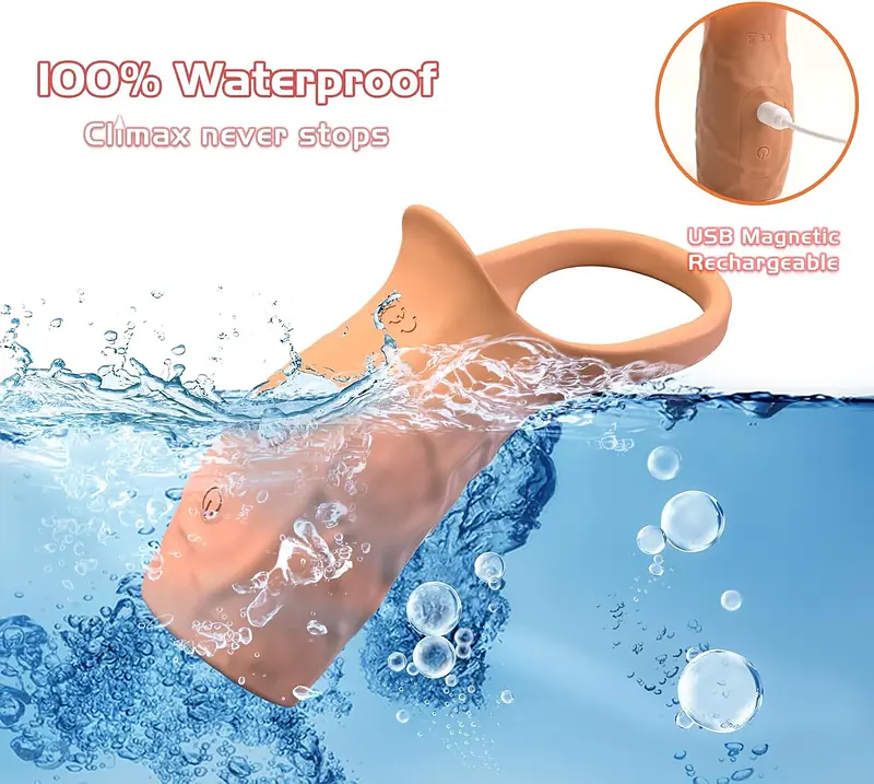 Skin Tone Vibrating Penis Sleeve with Support Ring for Men - Master