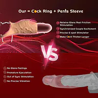 Skin Tone Vibrating Penis Sleeve with Support Ring for Men - Master
