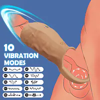 Skin Tone Vibrating Penis Sleeve with Support Ring for Men - Master