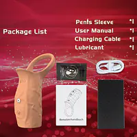 Skin Tone Vibrating Penis Sleeve with Support Ring for Men - Master