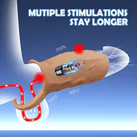 Skin Tone Vibrating Penis Sleeve with Support Ring for Men - Master