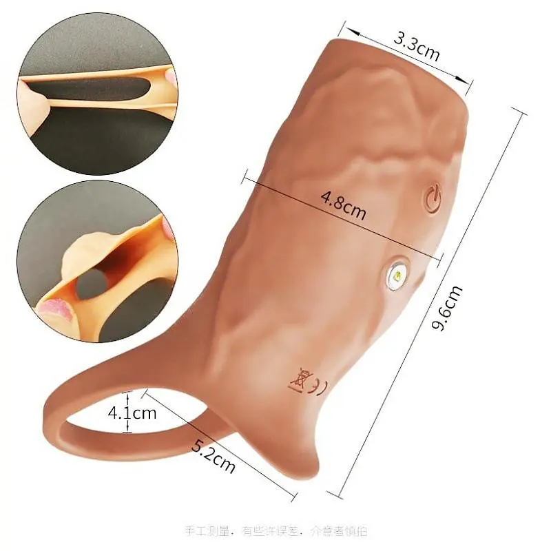 Skin Tone Vibrating Penis Sleeve with Support Ring for Men - Master