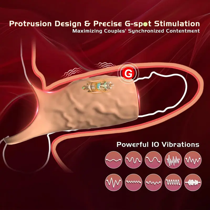 Skin Tone Vibrating Penis Sleeve with Support Ring for Men - Master