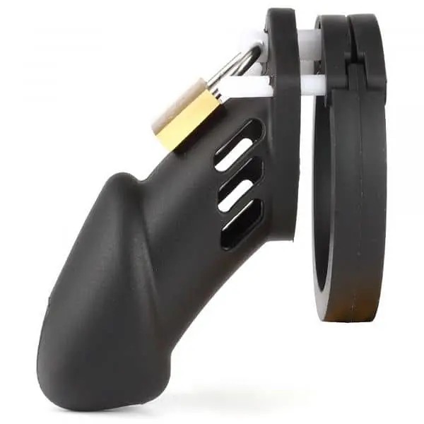 Black Silicone Male Chastity Cage - Master