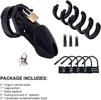 Black Silicone Male Chastity Cage - Master