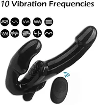 Dual Wave Remote Control Strapless Strap On Dildo for Lesbian and Couples - Master