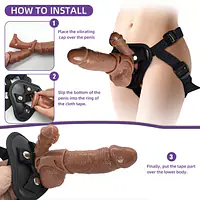 Hajiang Vibrating Strap-On Realistic Dildo with Harness - Master