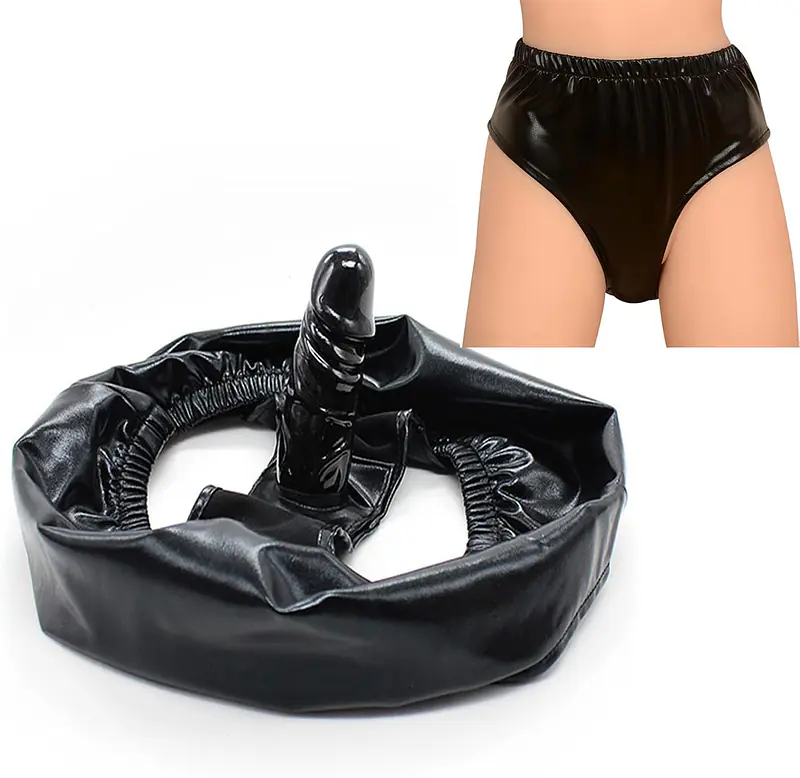 Black Wearable Panty with Built-In Dildo - Master
