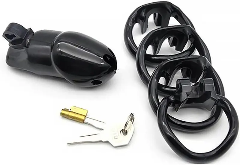 Obsidian Lock Polycarbonate Male Chastity Cage - Colour: Black