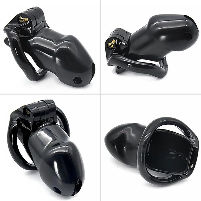 Obsidian Lock Polycarbonate Male Chastity Cage - Colour: Black
