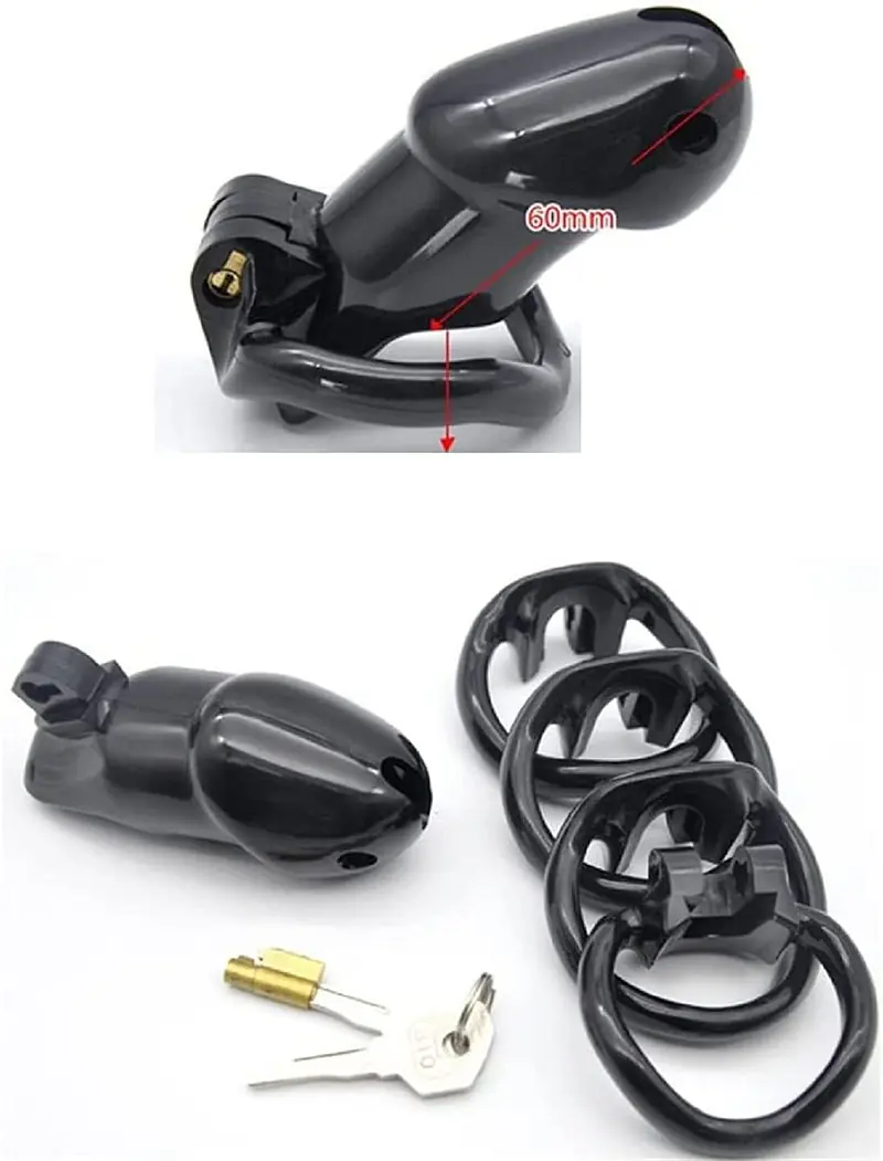 Obsidian Lock Polycarbonate Male Chastity Cage - Colour: Black