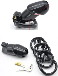Obsidian Lock Polycarbonate Male Chastity Cage - Colour: Black