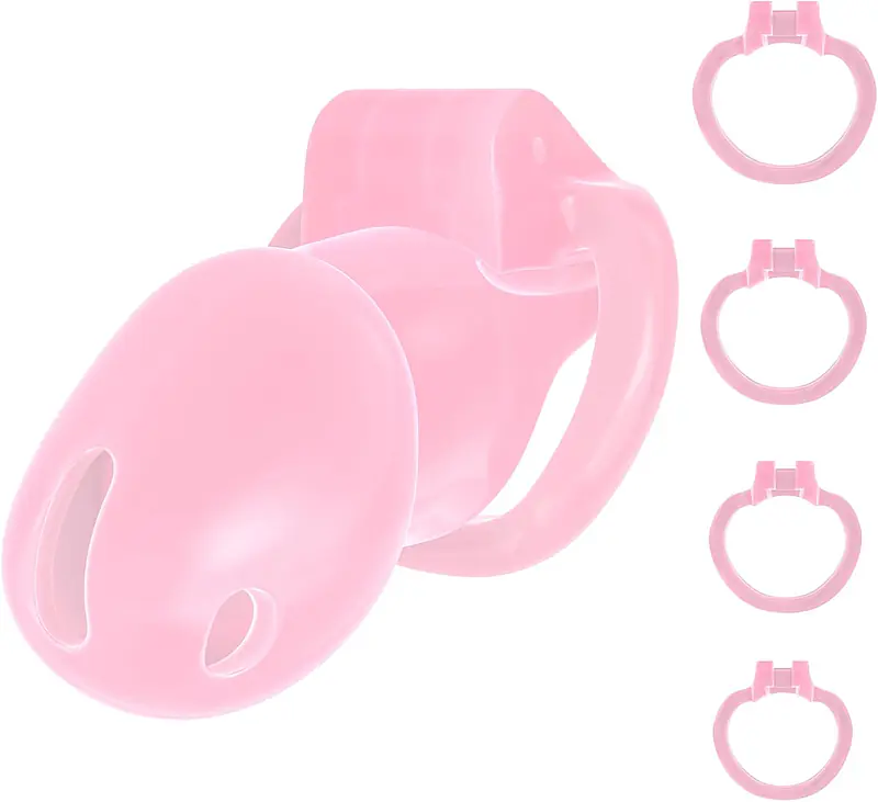 Obsidian Lock Polycarbonate Male Chastity Cage - Colour: Pink