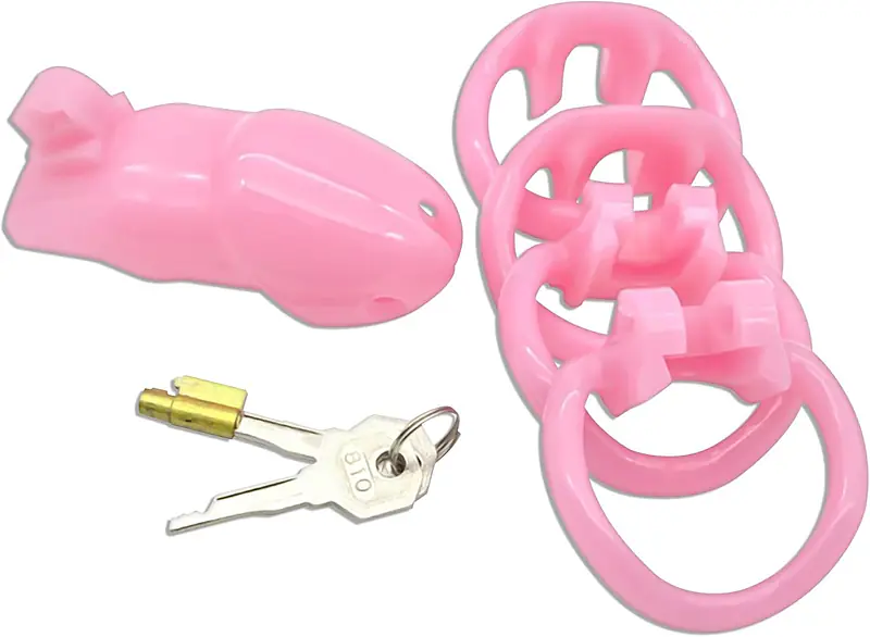Obsidian Lock Polycarbonate Male Chastity Cage - Colour: Pink