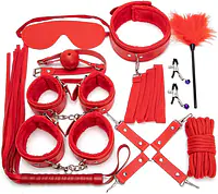 Premium 10-Piece BDSM Kit for Couples with Bed Restraints, Handcuffs, Nipple Clips and Bondage Accessories - Master
