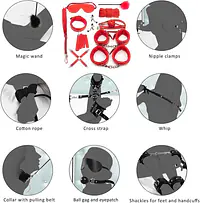 Premium 10-Piece BDSM Kit for Couples with Bed Restraints, Handcuffs, Nipple Clips and Bondage Accessories - Master