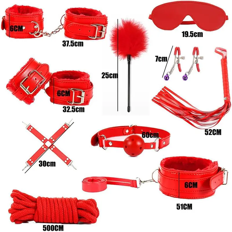 Premium 10-Piece BDSM Kit for Couples with Bed Restraints, Handcuffs, Nipple Clips and Bondage Accessories - Master