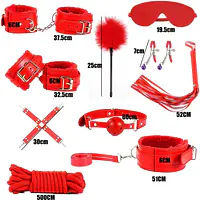Premium 10-Piece BDSM Kit for Couples with Bed Restraints, Handcuffs, Nipple Clips and Bondage Accessories - Master
