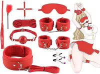 Premium 10-Piece BDSM Kit for Couples with Bed Restraints, Handcuffs, Nipple Clips and Bondage Accessories - Master