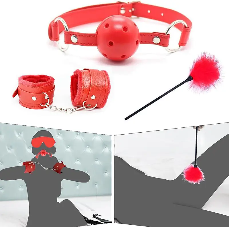 Premium 10-Piece BDSM Kit for Couples with Bed Restraints, Handcuffs, Nipple Clips and Bondage Accessories - Master