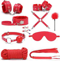 Premium 10-Piece BDSM Kit for Couples with Bed Restraints, Handcuffs, Nipple Clips and Bondage Accessories - Master