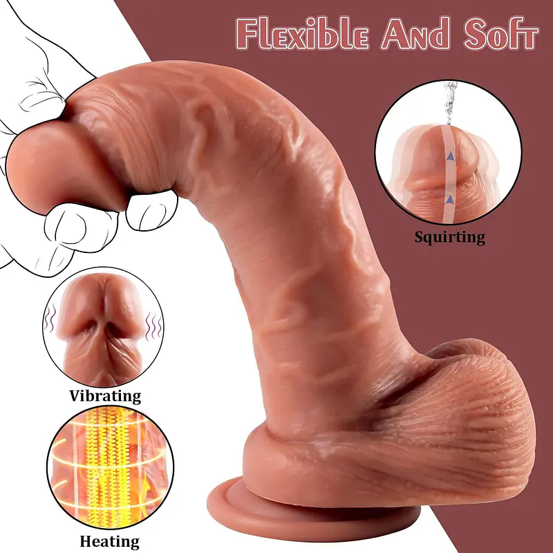 9 Inch Remote Controlled Squirting and Vibrating Dildo with Heating Function - Master