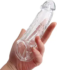 Transparent Silicone Penis Extender Sleeve for Enhanced Length & Girth - Master