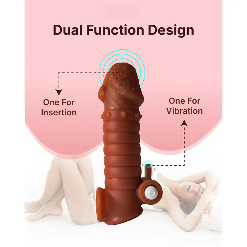 MyPleasure Textured Vibrating Penis Extender Sleeve for Men - Master