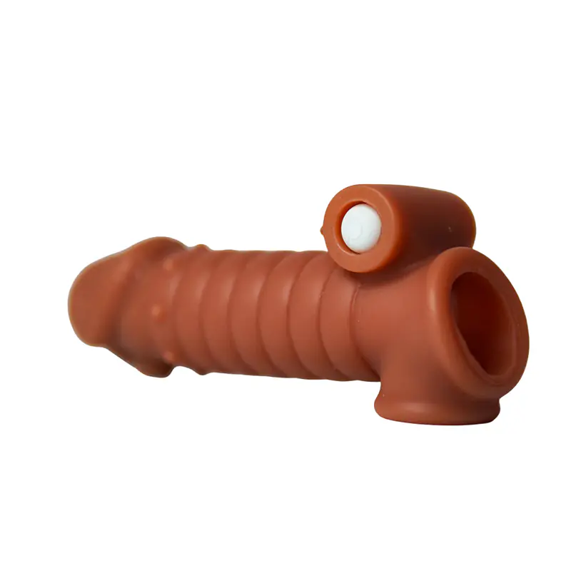 MyPleasure Textured Vibrating Penis Extender Sleeve for Men - Master