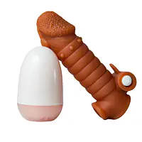 MyPleasure Textured Vibrating Penis Extender Sleeve for Men - Master