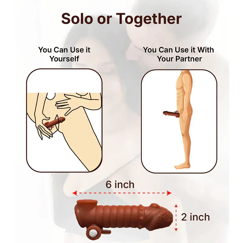 MyPleasure Textured Vibrating Penis Extender Sleeve for Men - Master