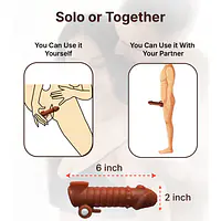 MyPleasure Textured Vibrating Penis Extender Sleeve for Men - Master