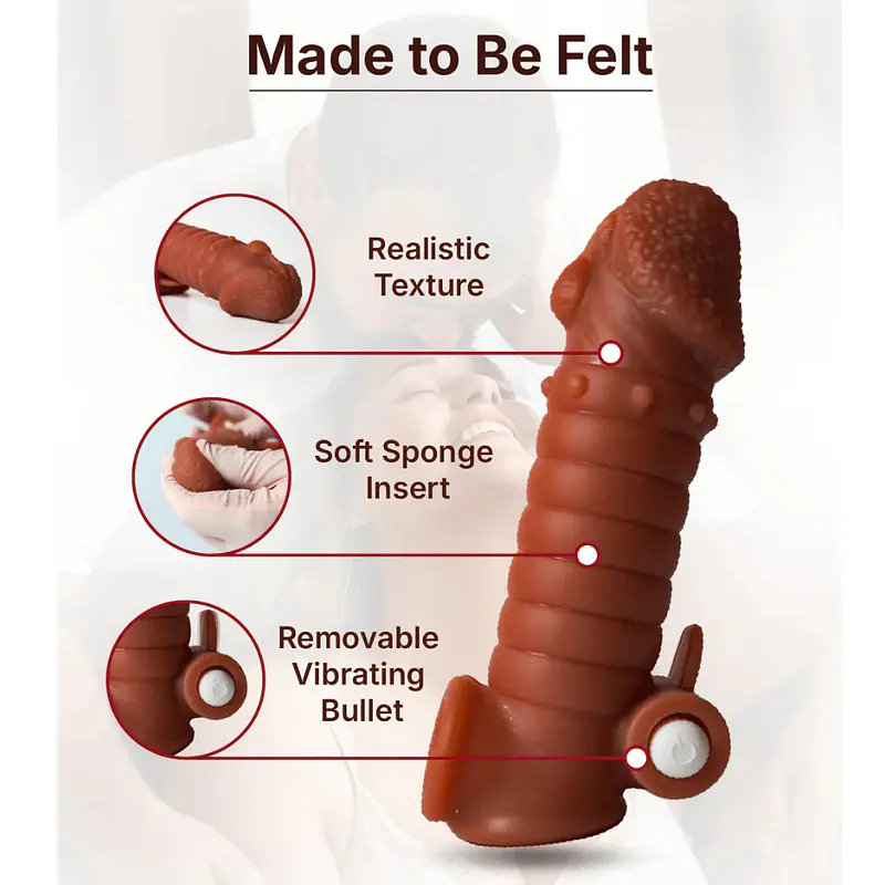MyPleasure Textured Vibrating Penis Extender Sleeve for Men - Master