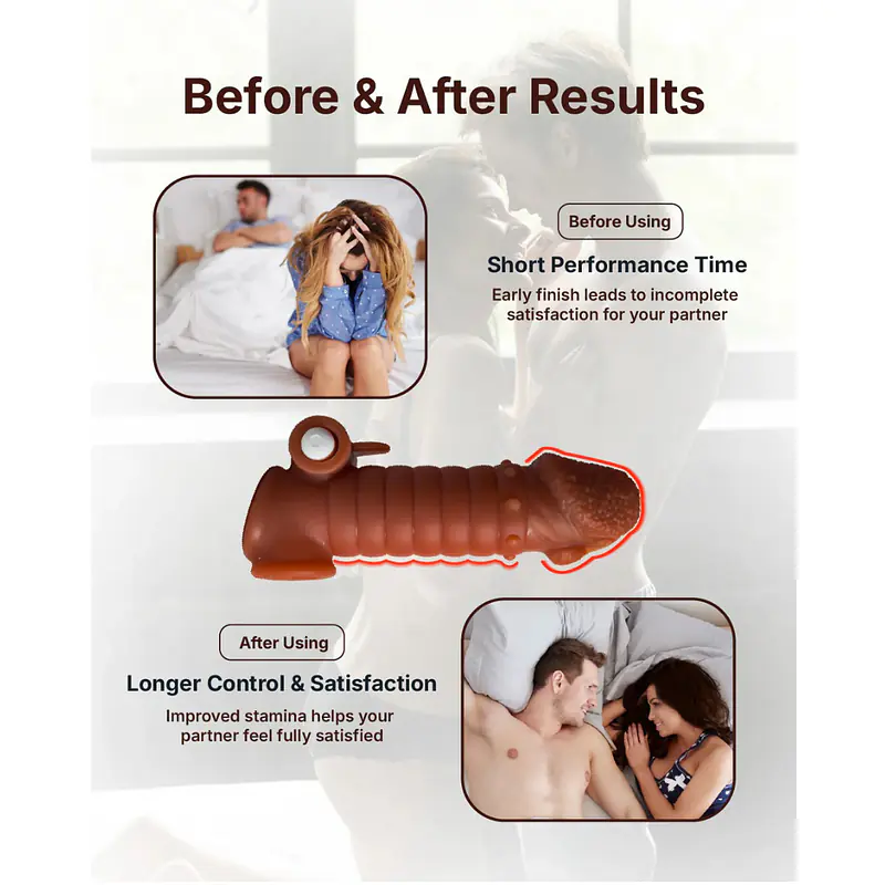MyPleasure Textured Vibrating Penis Extender Sleeve for Men - Master