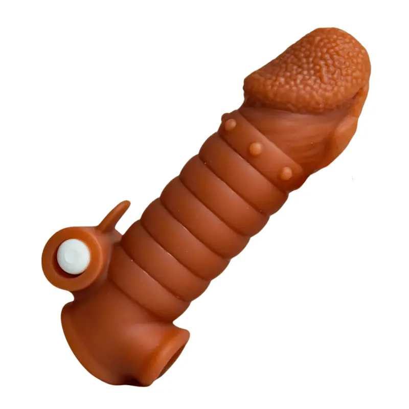 MyPleasure Textured Vibrating Penis Extender Sleeve for Men - Master