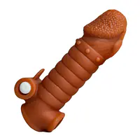 MyPleasure Textured Vibrating Penis Extender Sleeve for Men - Master