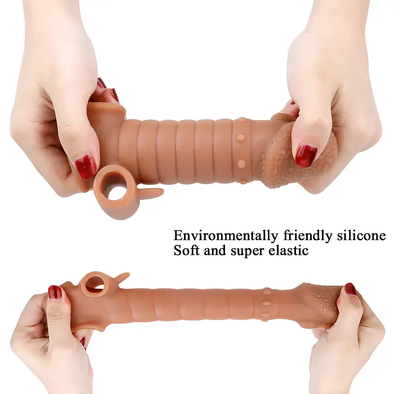 MyPleasure Textured Vibrating Penis Extender Sleeve for Men - Master