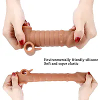 MyPleasure Textured Vibrating Penis Extender Sleeve for Men - Master